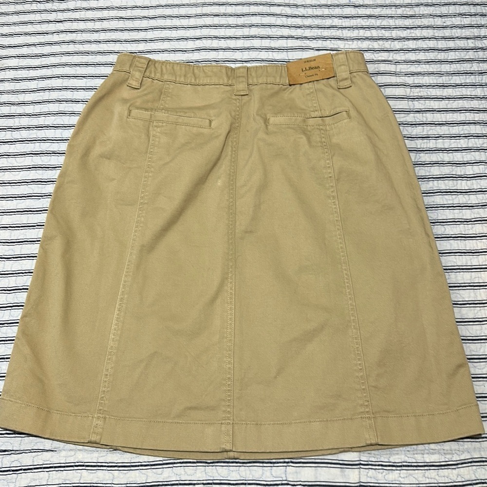 NWT L.L.Bean Skirt Khaki Classic Fit A Line Elastic Waistband Pockets size 14 R - Picture 10 of 16